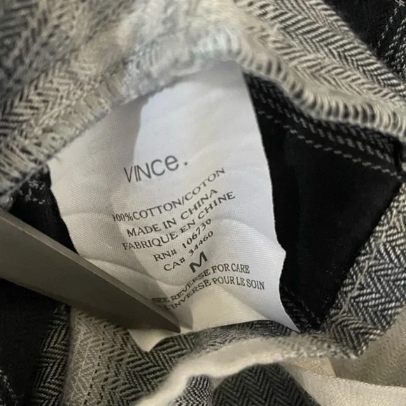 Vince Black and Gray Plaid Tunic Shirt - Picture 4 of 15